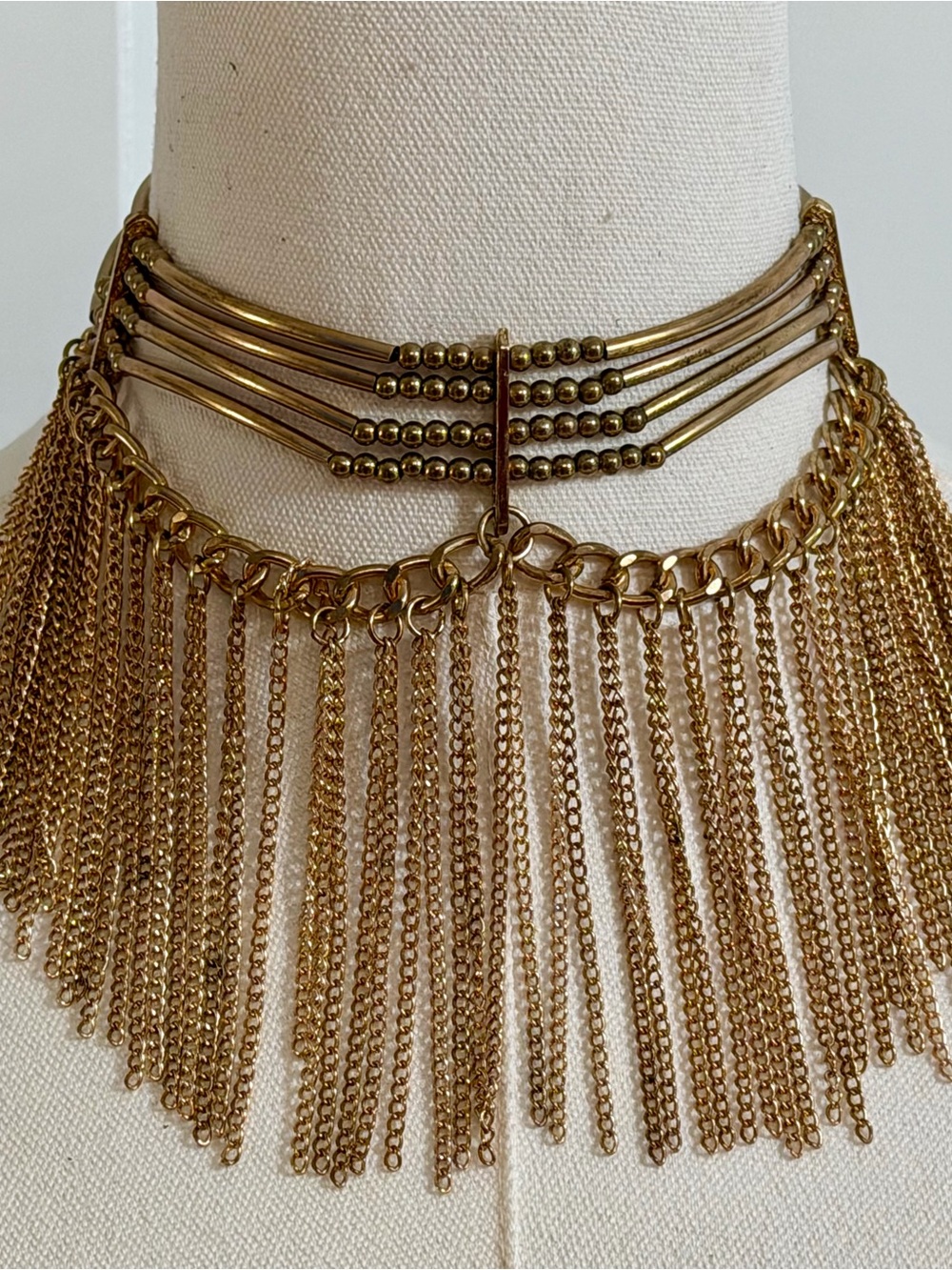 Urban Outfitters Gold Layered Fringe Choker Necklace